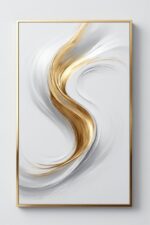 Schwarz-Goldene Abstrakte Wandkunst – Moderne Minimalistische Luxus-Leinwand mit Fließendem Metallischen Pinselstrich - Image 2