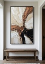 Earth Tones Abstract Textured Wall Art – Modern Neutral Canvas in Beige, Brown, and Black