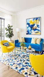 Zeitgenössische Gelb-Graue Wohnzimmer-Wandkunst – Moderne Leinwand für Elegante Wohnraumgestaltung - Image 2