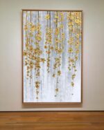 Golden Bloom Abstract Wall Art – Luxuriöse 3D Blumen-Leinwand in Gold und Weiß für Moderne Innenräume