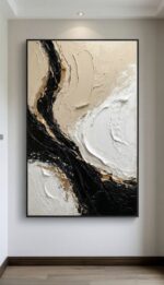 Earth Tones Abstract Textured Wall Art – Modern Neutral Canvas in Beige, Brown, and Black - Image 2