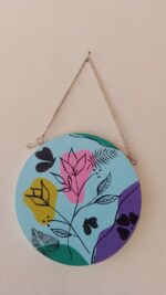 Boho-Botanisches Wandkunst-Set – Handgefertigte Runde Hängende Leinwände mit Blattdesign in Erdigen Tönen für Moderne und Rustikale Einrichtungen - Image 2