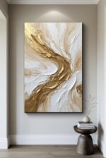 Smaragd- und Gold Abstrakte Wandkunst – Luxus Leinwand im Marmor-Stil mit Weiß- und Grüntönen - Image 2