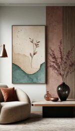 Smaragdgrüne Botanische Wandkunst – Strukturierte 3D-Naturleinwand mit Edelstein-Akzenten für Moderne Luxus-Innenräume - Image 2